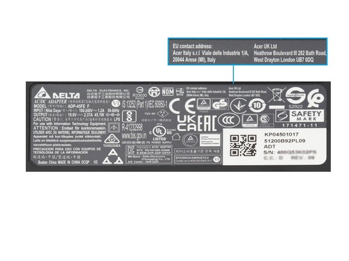 KP.0450H.013 Acer Netzteil 45,0 Watt - Bild 5 von 6