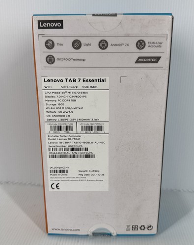 Lenovo TAB 7 Essential Black 1GB + 16GB 7” Tablet New With Box Manual & Charger - Picture 2 of 12