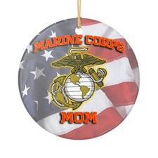 Marine Mom United Corp States 3" Ceramic Christmas Ornament Made In The USA Ship