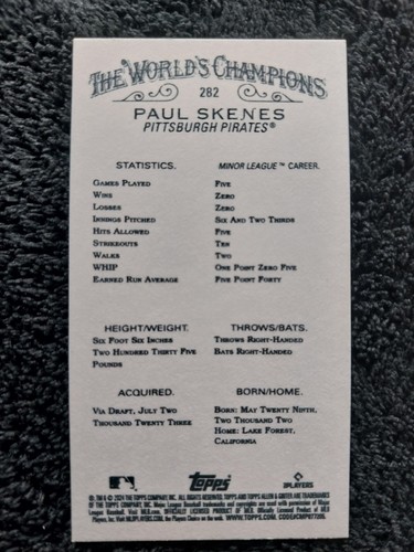 2024 Topps Allen & Ginter - #282 Paul Skenes (RC) Mini Card - Bild 2 von 2