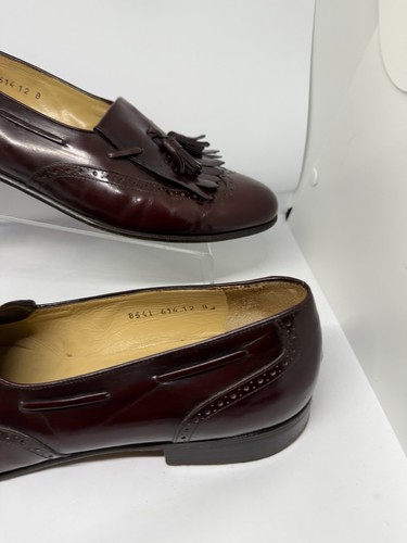 VINTAGE SALVATORE FERRAGAMO Leather Slip On Tassel Wing Tip Loafer Burgundy 12 B - Picture 4 of 19
