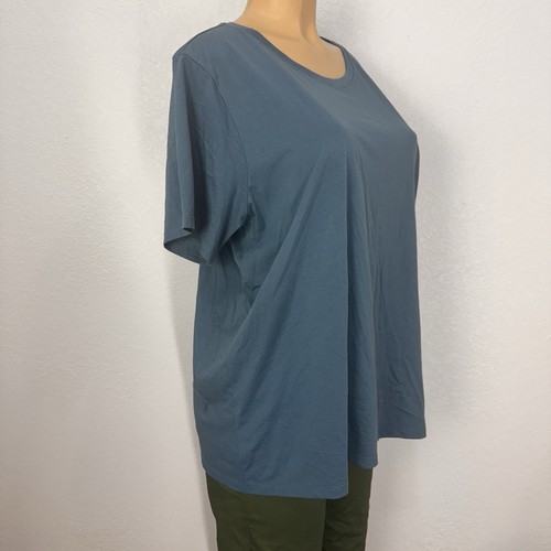 Eileen Fisher türkisblau ausgezeichnetes Shirt aus Bio-Baumwolle Übergröße 1X Top - Bild 6 von 12