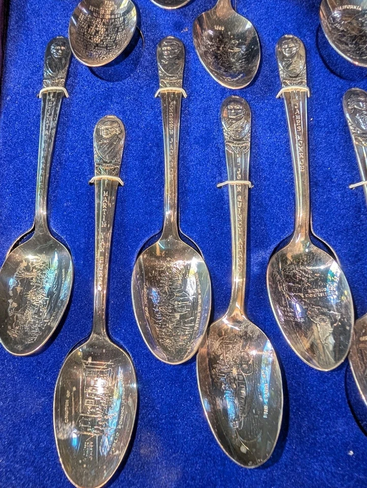 Vintage William M Rogers 36 Presidential Commemorative Spoons Collection W/ Case - Image 4 of 4