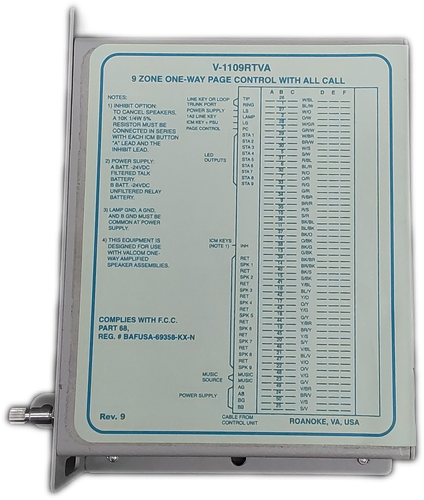 Valcom V-1109RTVA 9-Zone Page Control Intercom - Picture 9 of 13