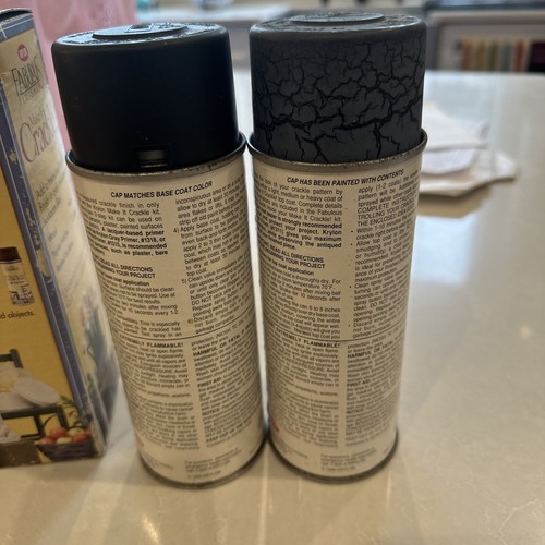 Vintage 1996 Krylon Paint 2 Can Set Base Coat + Vintage Blue Make it Crackle Kit - Picture 4 of 4