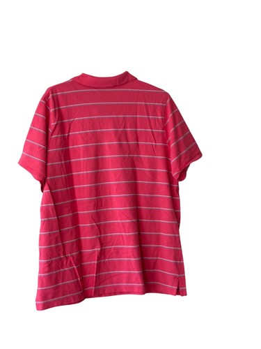 Lands End Pink & White Striped Polo Shirt 1X Cotton Womens Size 16W-18W - Picture 9 of 9