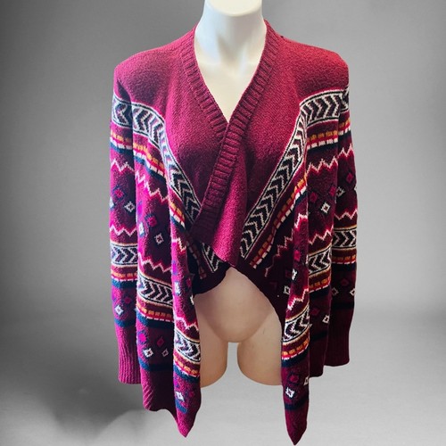 Hollister Boho Fair Isle Cardigan Sweater SZ Medium Cultural Open Front Western - Picture 1 of 6