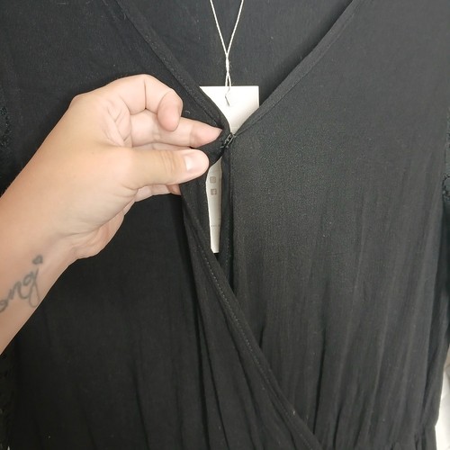 NWT Emery Rose Black Wide Leg Bell Sleeve Jumpsuit Womens MD Boho Hippie Resort - Picture 3 of 12