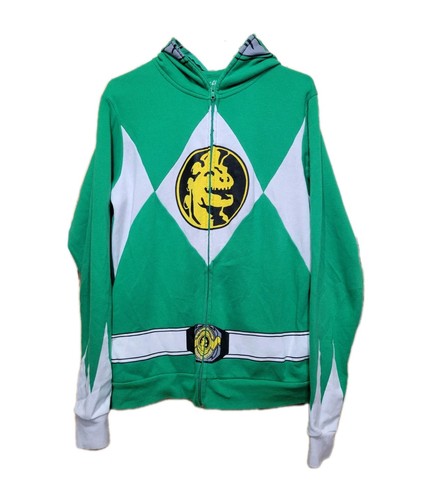 Mighty Morphin Power Rangers Costume Hoodie Full Zip Mens Small Green - Picture 2 of 7