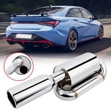 For Hyundai Elantra 2.0l Twin Loop Exhaust Muffler 2.5 Inlet 4.0 Tip Resonator