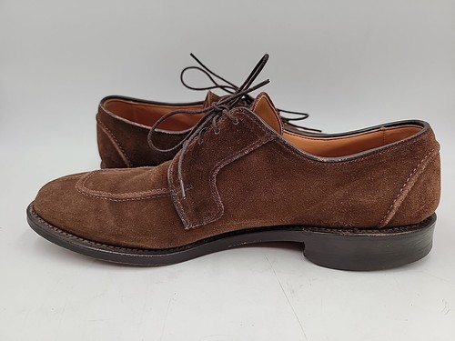 Allen Edmonds Hancock Men’s Size 9.5 B Brown Suede Oxford Split Toe Dress Shoes - Picture 4 of 16