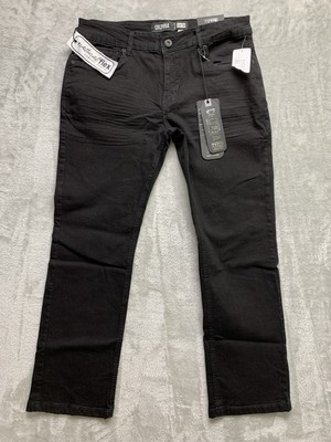 Cultura NYC Mens 34x30 Stretch Straight Fit Black Denim Jeans NWT (W564)