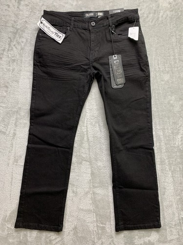 Cultura NYC Mens 34x30 Stretch Straight Fit Black Denim Jeans NWT (W564) - Picture 1 of 11