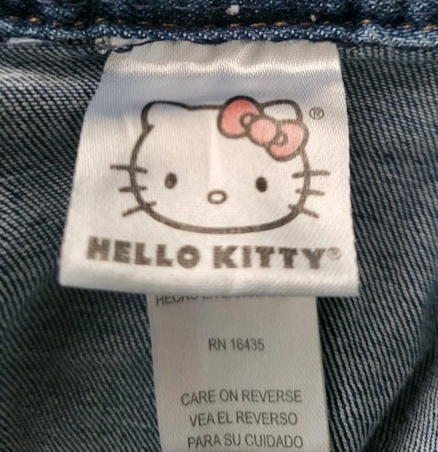 NEW Hello Kitty Snap Front Denim Jean Dress Jumper Sanrio Girls Overalls 5/6 - Picture 7 of 8