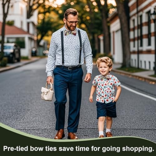 Cotton Bow Tie for Baby Boys, Floral Printed Adjustable Pre Tied Large 9 - Picture 4 of 7