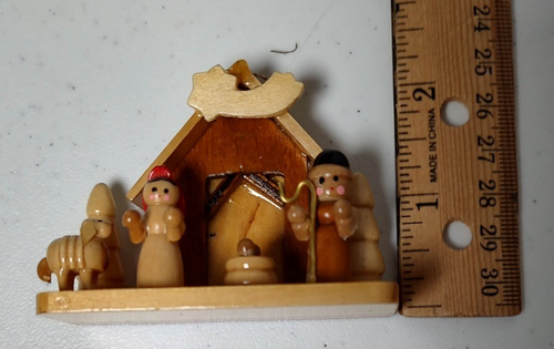 4 Addobbi Albero di Natale Tedesco Vintage Presepe in Legno - Foto 8 di 10