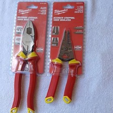 Milwaukee 9 in Lineman's & 7 in Wire Stripper Set, Insulated, Red Yellow, Steel…