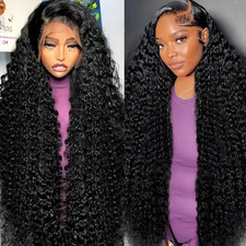 Tholap 18 Inch 13X6 Deep Wave Lace Front Wigs Human Hair 200 Density 13X6 Hd