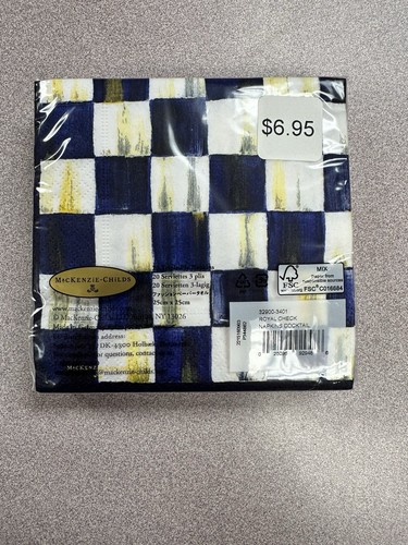 MacKenzie Childs Royal Check Cocktail Napkins 20 Pack - Picture 2 of 2