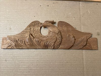 Reproduction Wooden Works Shelf Clock Carved Wood Eagle Splat Crest Part #B