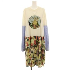 Prada 2018 Comic Print Shirt Dress M White Blue Black Yellow Green Light Blue
