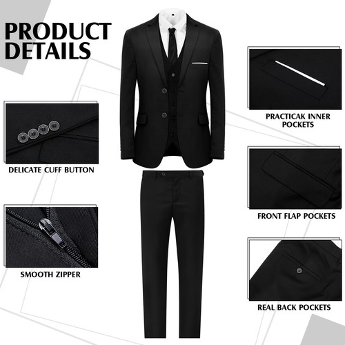 10 Teile Herren Gangster Kostüm 20er Jahre Herrenkleidung 20s Outfit mit Hut Weste Po... - Bild 5 von 7