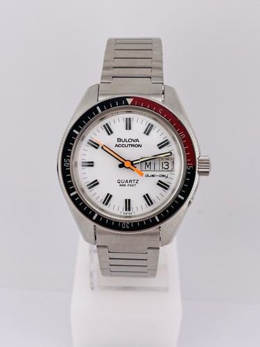 Vintage Bulova Accutron Quartz 666 Feet Dual-Day Diver SS 40MM Watch 7.5" UNIKAT - Bild 1 von 11