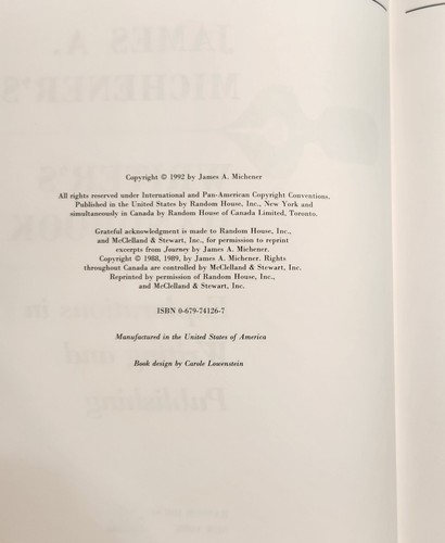 James A. Michener's Writer's Handbook 1992 1st Edition Hardcover Excellent Cond - Picture 3 of 3