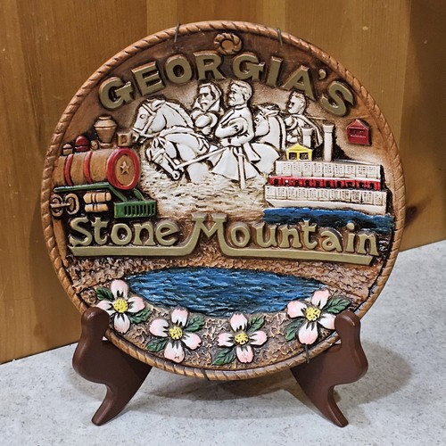 TARGA DA PARETE 8" vintage pietra montagna GEORGIA ceramica SOUVENIR  - Foto 1 di 3