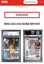 Kobe Bryant RC 1996 UD3 Basketball ROOKIE CARD #43 PSA 7 NRMT-LOS ANGELES LAKERS. rookie card picture