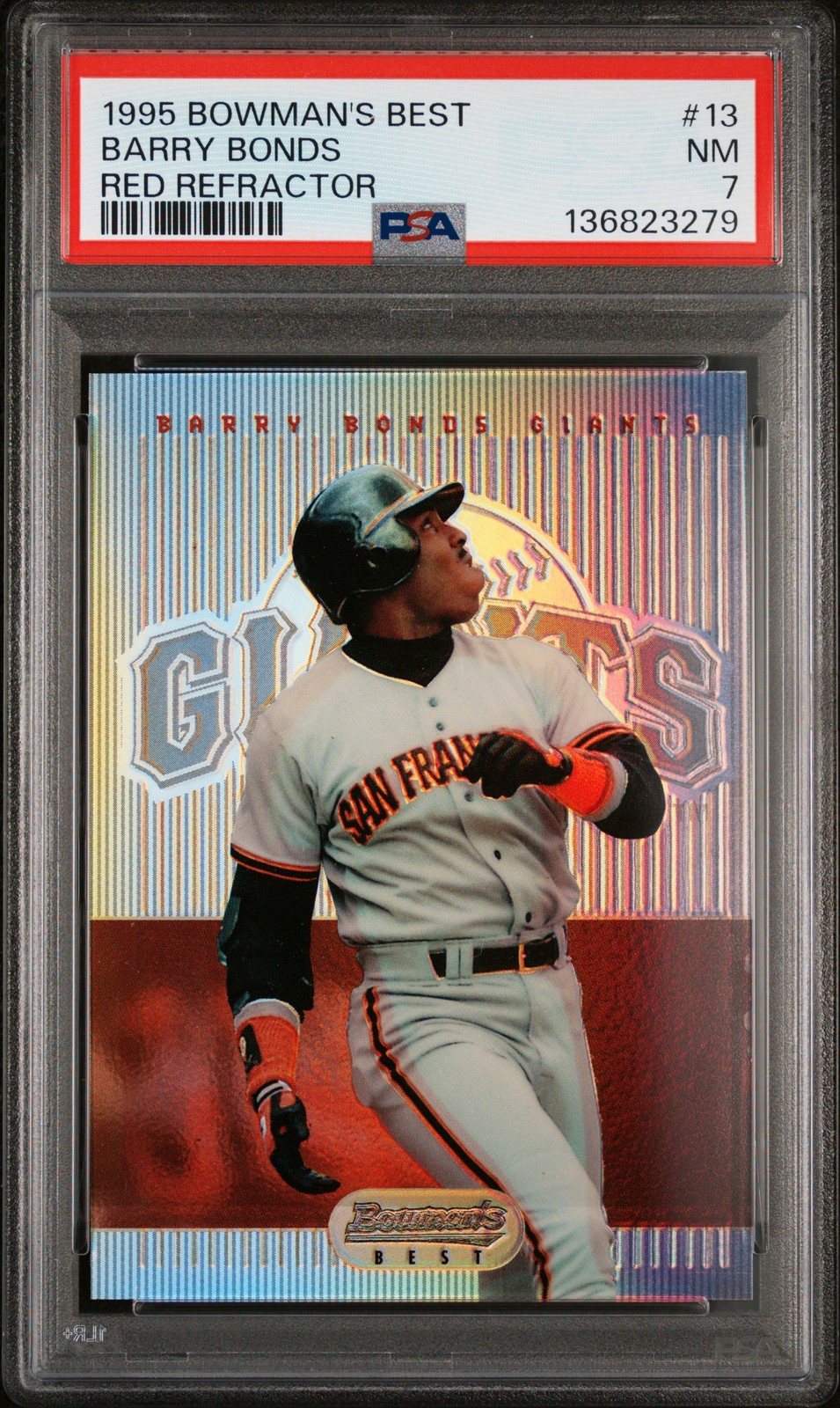 1995 BOWMAN'S BEST RED REFRACTOR #13 BARRY BONDS PSA 7