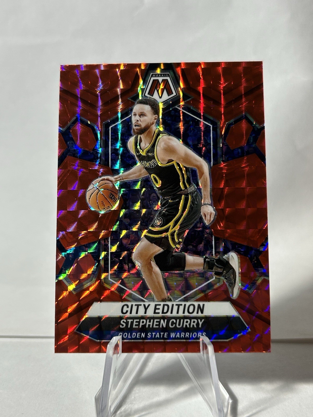 2023-24 Panini Mosaic City Edition Red Mosaic Prizm #276 Stephen Curry
