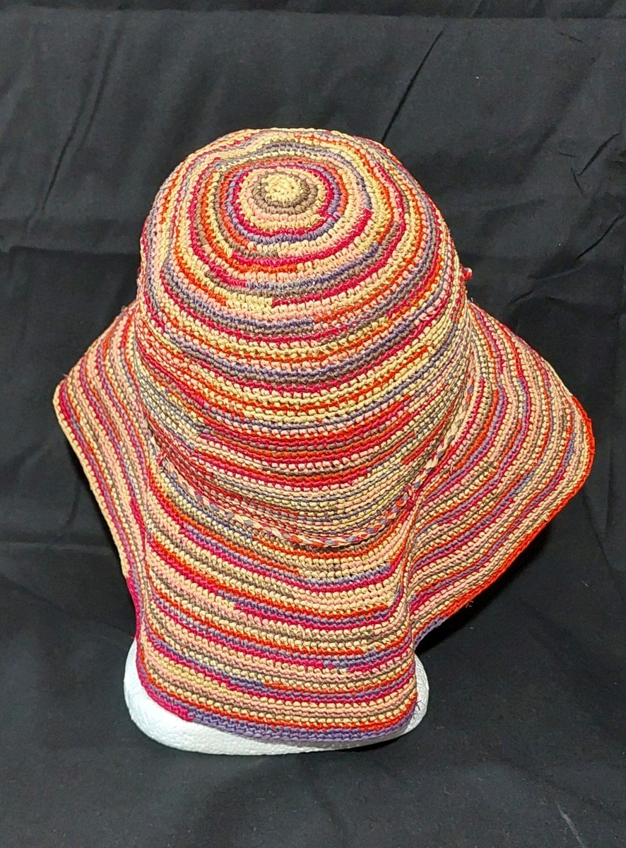 Madagascar Hat Co Red Raffia Bucket Hat Sz M Foldable Travel  display picture 1