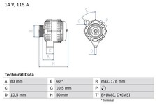 FITS MERCEDES-BENZ C-CLASS C 240 ALTERNATOR 0 986 041 320 BOSCH