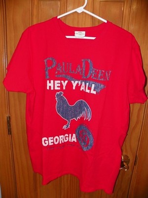Paula Deen Red T-shirt size XL Red Hey Y'all Georgia The Lady can Cook 100% cott