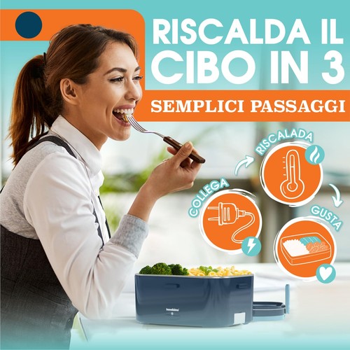 TRAVELISIMO Scaldavivande Elettrico Portatile 80W 1,8L Porta Pranzo Riscaldabile - Foto 4 di 6