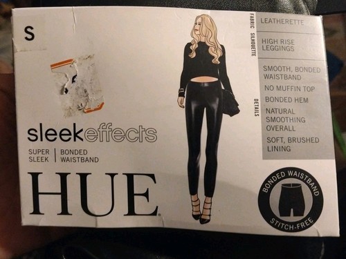 HUE Women's Sleek Effect High Waist Leggings, Black, Small - Picture 4 of 4