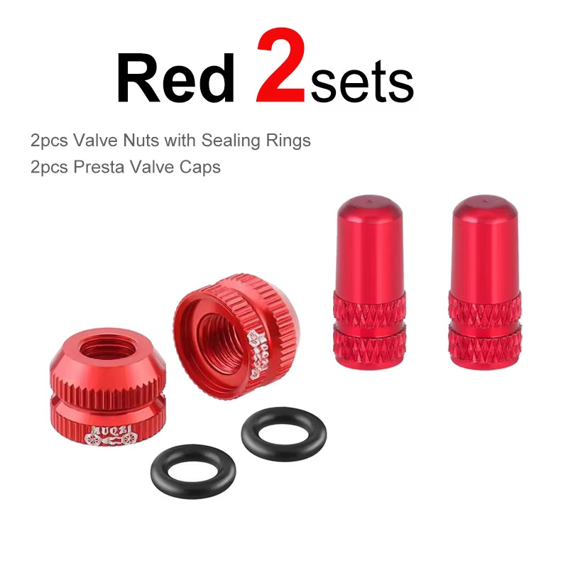 2~8Sets Bicycle Tire Valve Nut with Presta Valve Cap Set MTB Road Bike Tubeless 