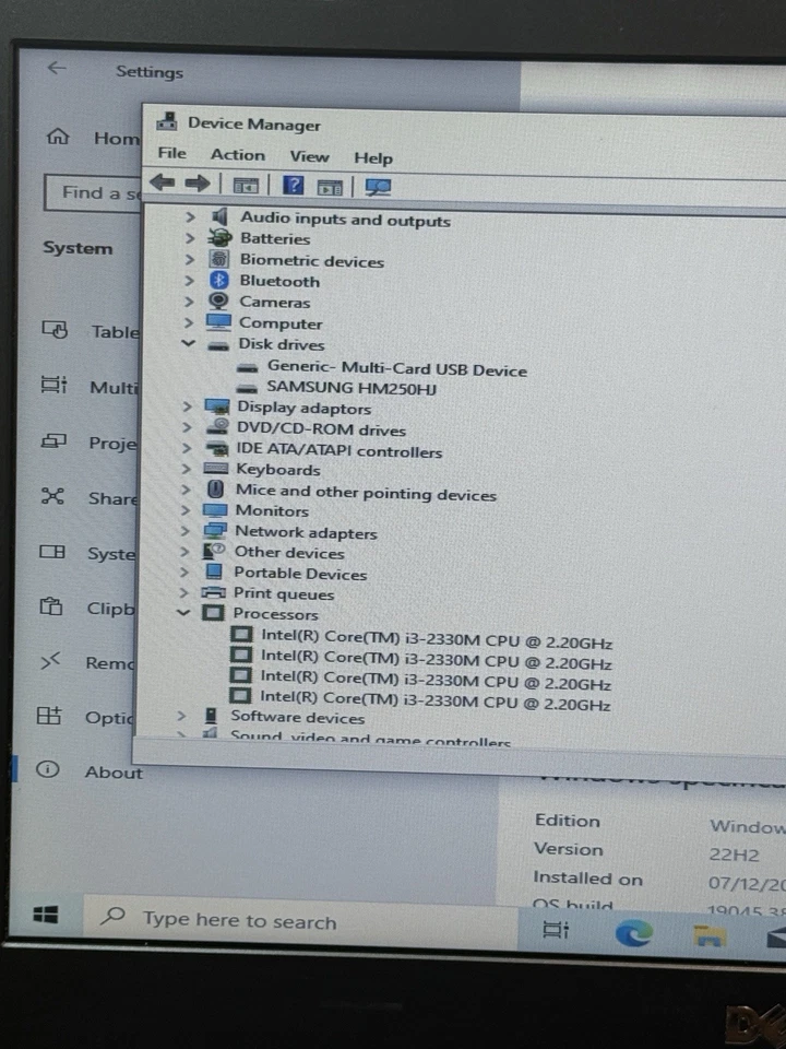 Dell Vostro 3550 15.6” Laptop Intel Core i3- 2GB RAM 250GB HDD **No Charger ** - Image 3 of 4