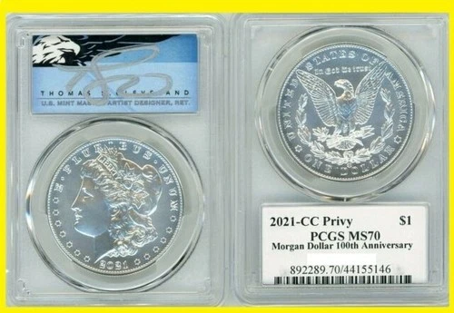 2021-cc Morgan Dollar MS70 PCGS 100th Anniversary Thomas Cleveland blue eagle