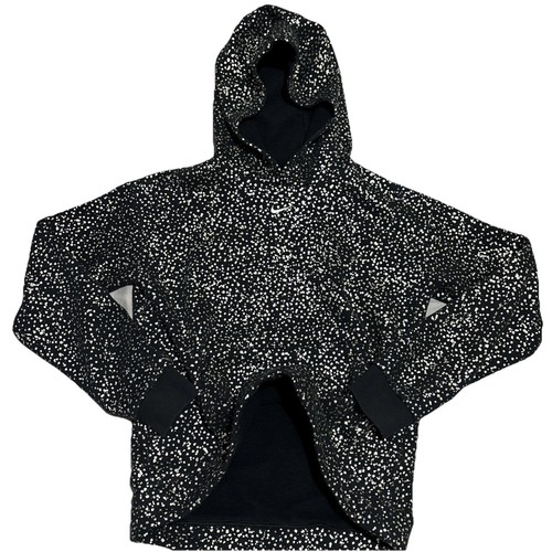 Nike Metallic Stars Hoodie Girls XL Black Pullover Center Swoosh Confetti AOP - Picture 7 of 13
