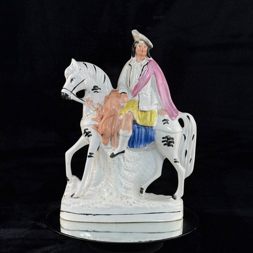 Figura de jinete de caballo de cerámica Staffordshire de 1800 grande pintada a mano antigua ver foto - Imagen 2 de 22