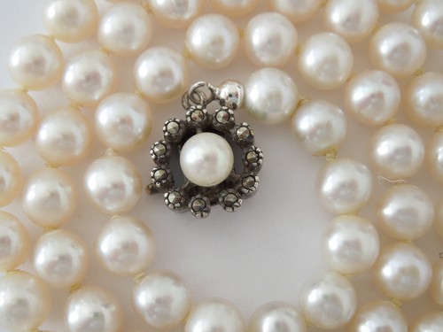 Silber 835 Perlenkette Zuchtperlen Markasit Vintage 30,1 g/51,5 cm - Bild 3 von 17