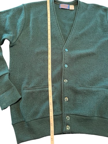 Vintage Pendleton Mens Large Wool Cardigan Sweater Green Button Up Made In USA - Picture 5 of 7