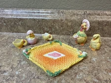 Miniature Tea Set Ducks Mother Goose Geese Mini Egg Tea Cup & Saucer 90s Decor