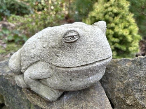 Stone Bullfrog Garden Ornament - Pond Statue Frog Toad Decoration Gift Sculpture - Picture 1 of 8