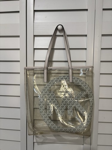 Michael Kors Schultertasche groß North South MK transparent Lederbesatz - Bild 3 von 10