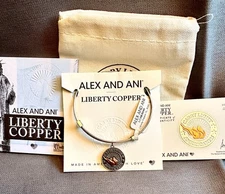NEW ALEX & ANI LIBERTY COPPER EXPANDABLE BANGLE Sterling Silver - Larger Version