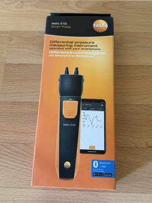 Testo 510i Smart Probes Differenzdruckmessgerät Bluetooth App Gas-/Luftdiff.Mess