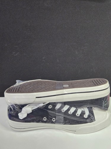 Sneakers basse in tela nera da donna taglia 12 casual stringate classiche unisex - Foto 5 di 6